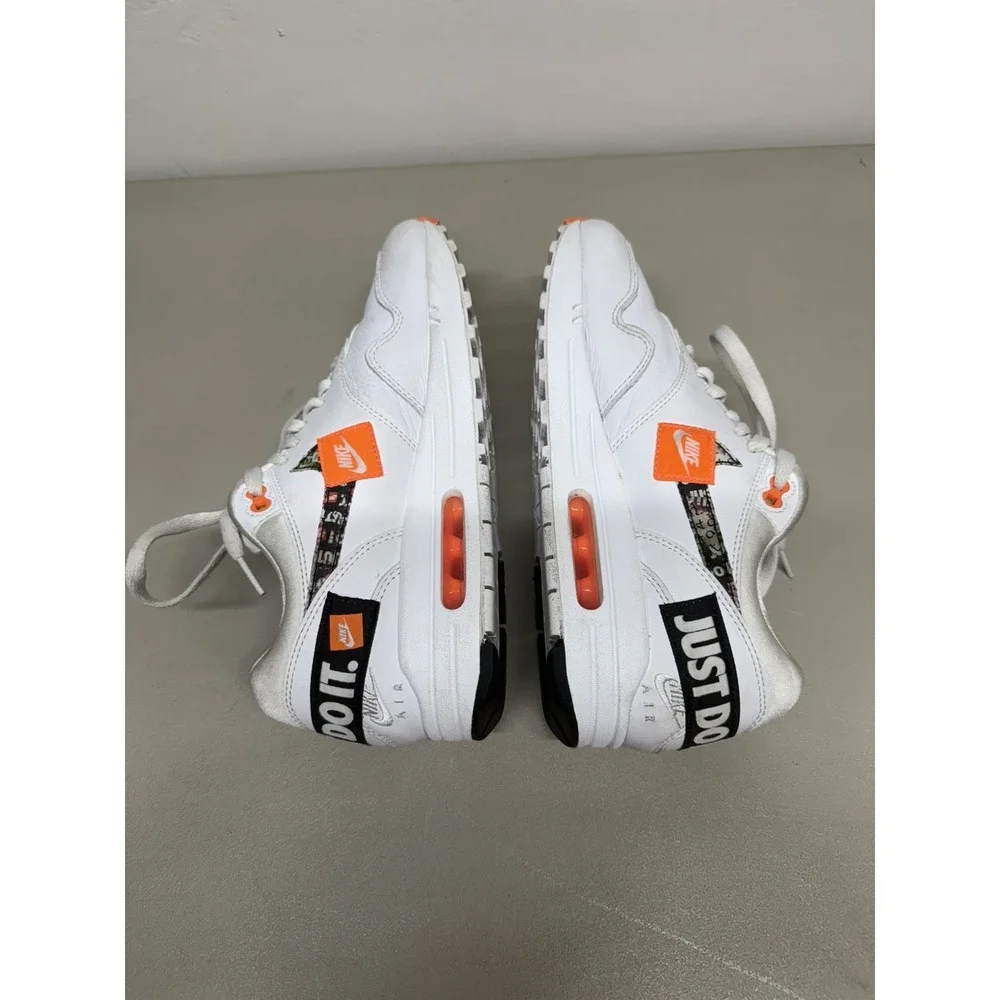 Nike Air Max 1 Just Do It Womens Sz 8.5 Mens Sz 7 White Orange 917691-100